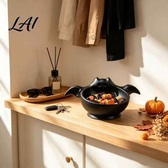 Halloween Candy Bowl Bowl Bat Shape Ceramic Serving Dish Cute Decorative Storage for Sweets Tabletop Decoration Party Snacks And Home Unique Holiday