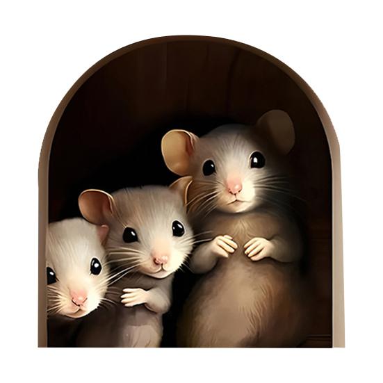 Наклейка на стену с изображением мыши, отклеивающаяся и приклеивающаяся, мультяшная настенная наклейка с изображением мыши, водонепроницаемая