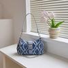 Women's Shoulder Bag with Chain Denim Bag Raw Edge Diamond Pattern