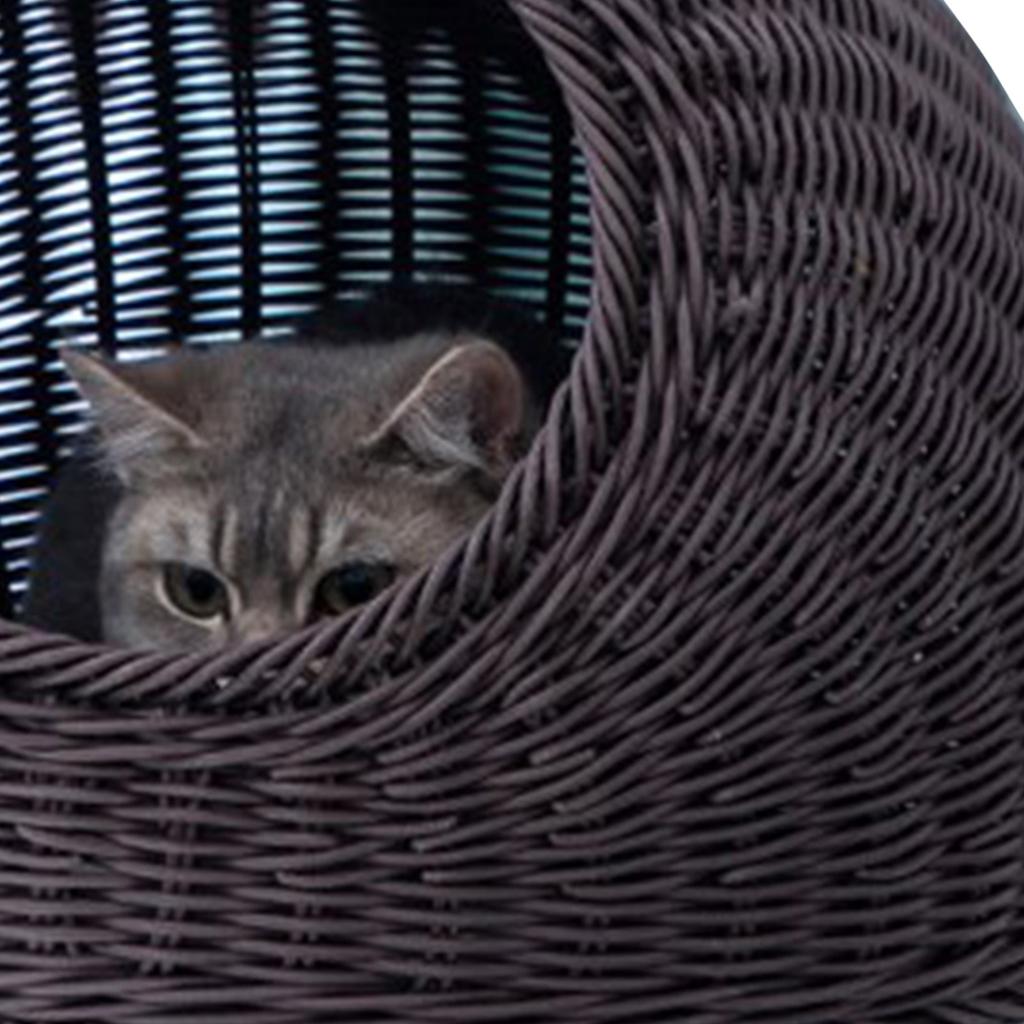 Лежак для кошки Симпатичные кошачьи ушки Имитация ротанга Ручная работа Дышащий Всесезонный Моющийся Полузакрытый Кот