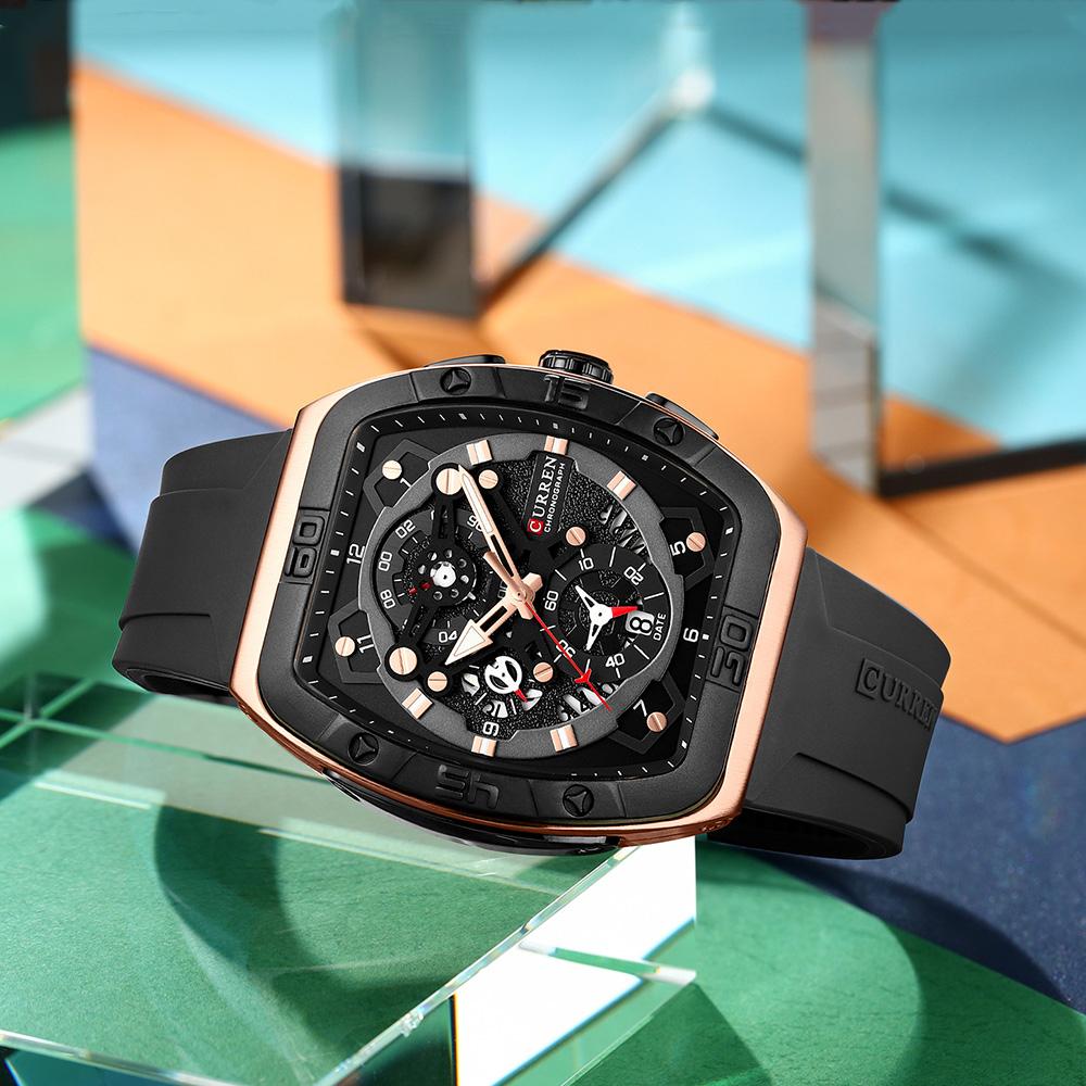 CURREN Роскошные спортивные кварцевые наручные часы для мужчин, цветные многофункциональные часы типа «тонно» с автоматической датой