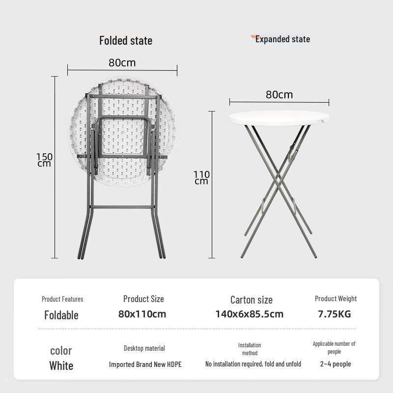 Compact Modern Folding Round Dining Table