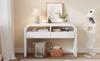 Modern console table with drawers for entrance area, sideboard with curved front and adjustable foot pads, hallway, corridor or living room (White)