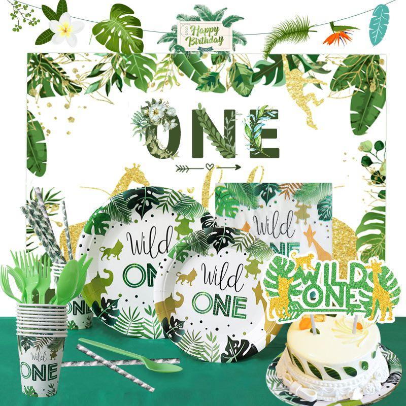 Make Your Party Shine With These Green Themed Forest Animal Wild One Decorations