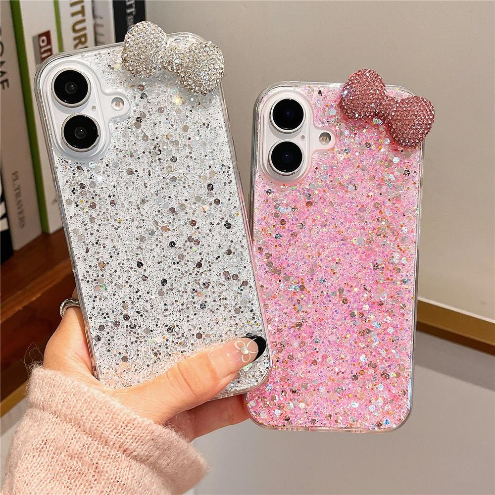 Роскошный 3D Flash Diamond Bow блестящий чехол для телефона iPhone 16 15 14 13 12 11 Pro Max X XS Max XR 7 8 Plus блестящая задняя крышка