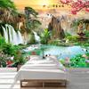 3D Mural Wallpaper Chinese Waterfall Sunrise Beautiful Scenery Photo Wall Painting Living Room Study Tourist Scenic Spot Background Wall Decor Fresco