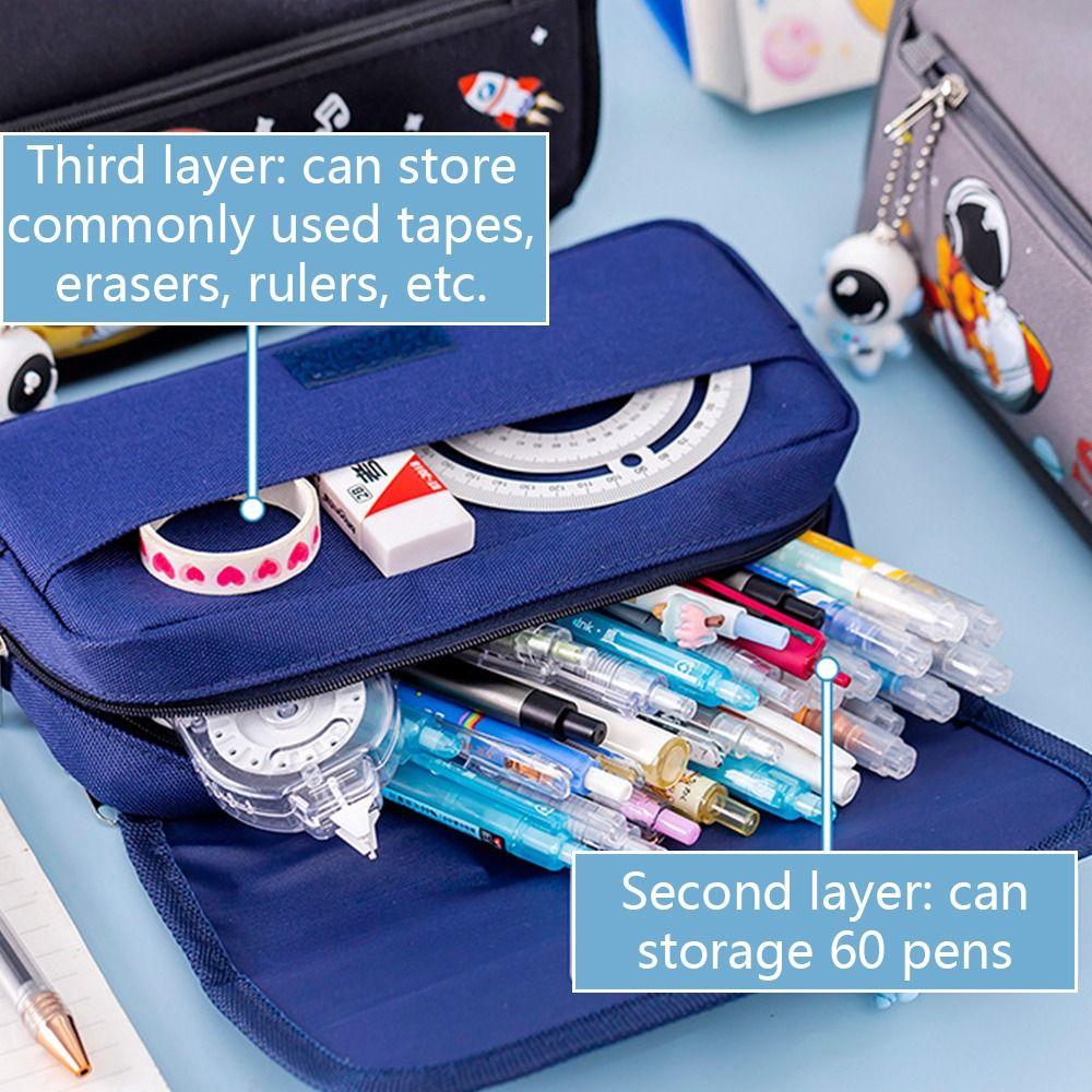 Four/Double layers Pen Bag Large Capacity Pen Box Cartoon Stationery Organizer  School Office