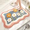 1pc, Bath Mat, Flower Indoor Mat, Absorbent Non-slip Indoor Floor Mat, Shower Room Mat, Shower Room Rug, Carpet, Toilet Carpet, Home Decor Room Decor