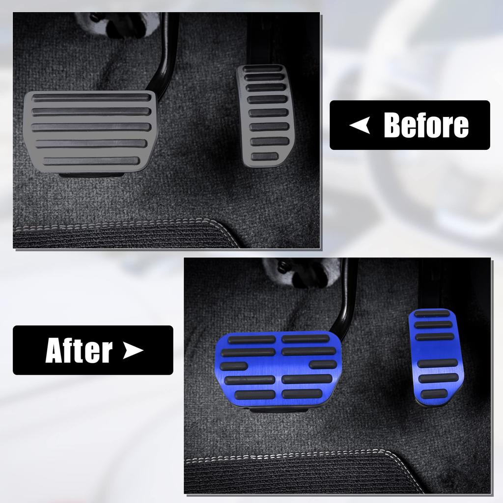 X AUTOHAUX Brake Foot Pedal Pad Kit Non Slip Drilling Aluminum Alloy Axle Pedal