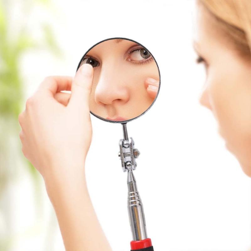 360° Rotatable Inspection Mirror LED Light Telescopic Handle Detection Mirror Repair Tool Automotive Repair Auxiliary Lighting