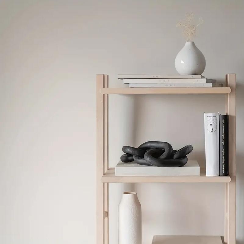 1PC Farmhouse Decorative Pendant Table Farmhouse Wooden Ornament 5-Link Chain Wooden Chain Decoration Hand Carved 33x8x2cm