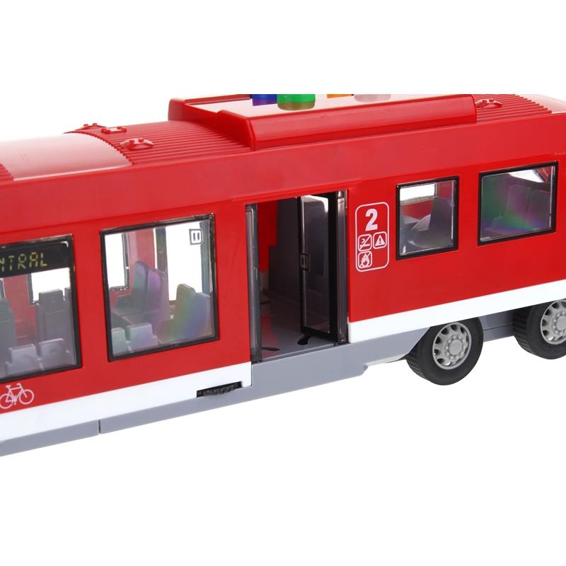 Interactive Tram Train with Motor for Children Opening Doors Red