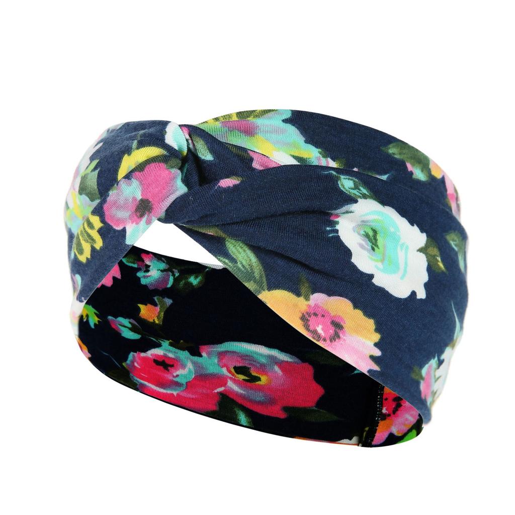 DX~~~ New Wide Brimmed Crossover Headband Lady's Bohemian Print Knitted Headband Sweat-wicking Bandana Sports Yoga Headband