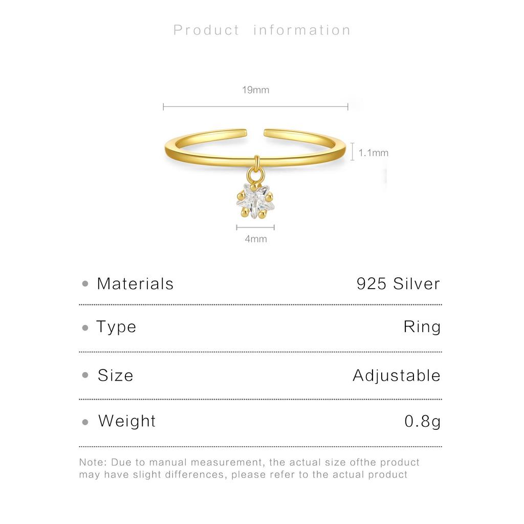 ANDYWEN 925 стерлингового серебра золота пентаграмма циркония кулон регулируемое кольцо модные ювелирные изделия подарок для женщин