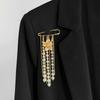 Flower Long Tassel Brooch Pearl Waist Cinching Fixed Pin Exquisite Multi-layer Chains Pin  Women