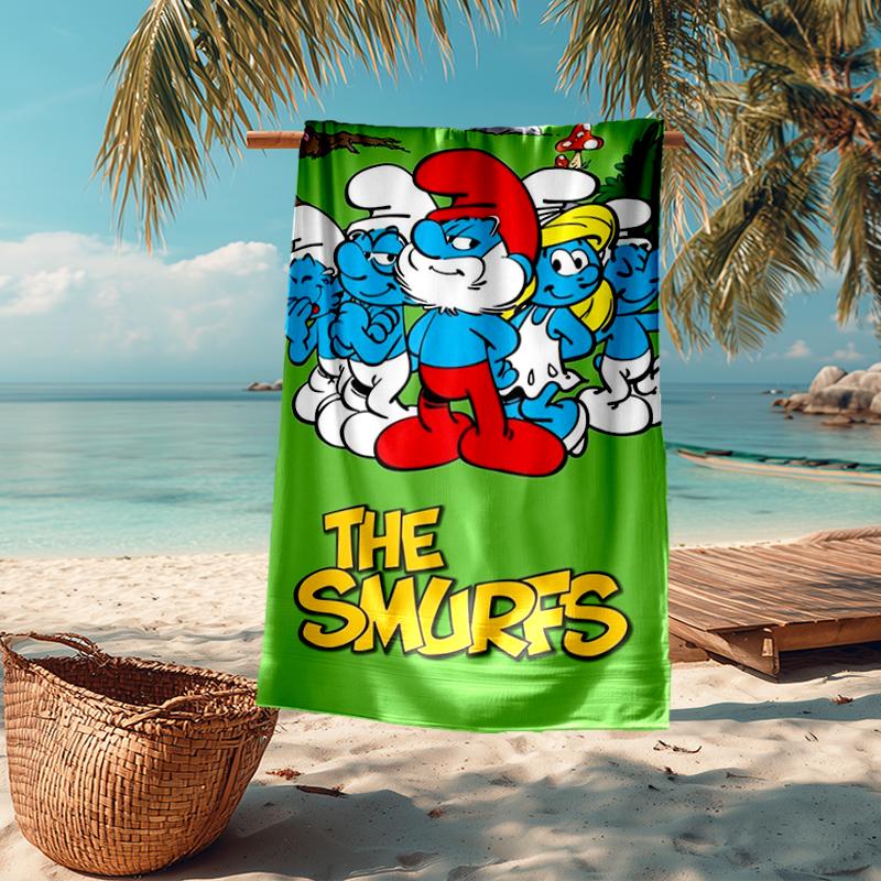 Ultra-Soft Beach Towel with The Smurfs Theme,Ideal for Pool - Camping, Diving - Perfect Travel Essential, Vibrant Beach Towel.