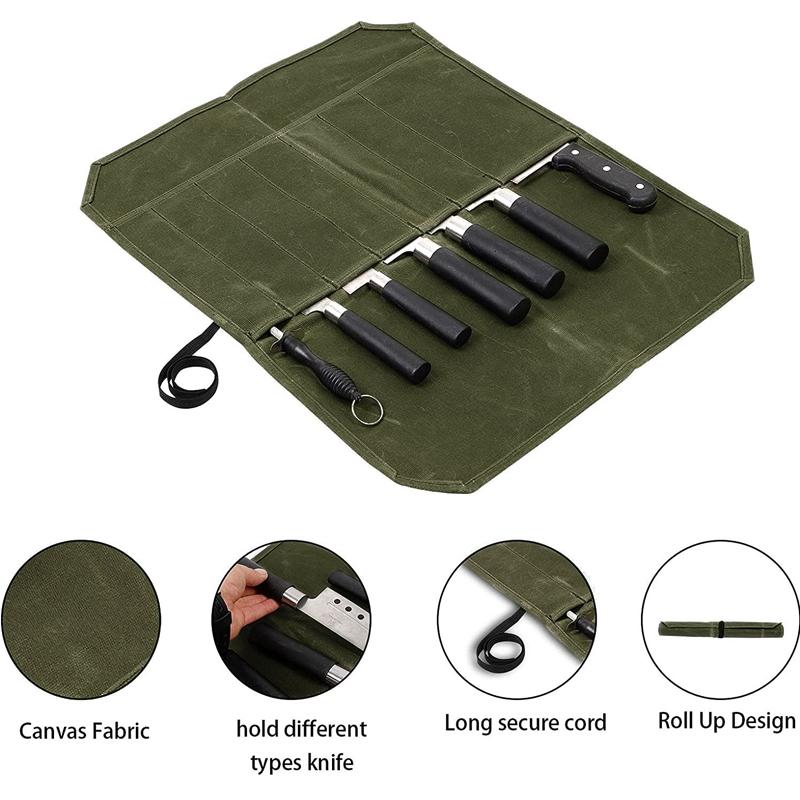 Сумка-рулон для ножей с 7 отделениями, большая вместимость, удобная для переноски, водонепроницаемый портативный органайзер для кухонных ножей, чехол для хранения