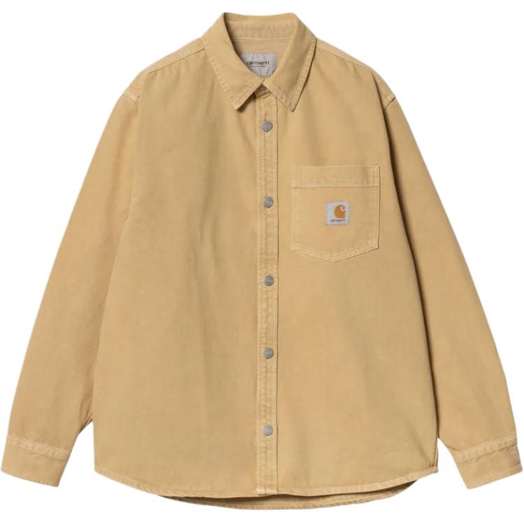 Carhartt WIP Джинсовая куртка-рубашка George с квадратной этикеткой и карманом на пуговице спереди, с длинным рукавом, унисекс, цвет хаки I033750-1YH-4J