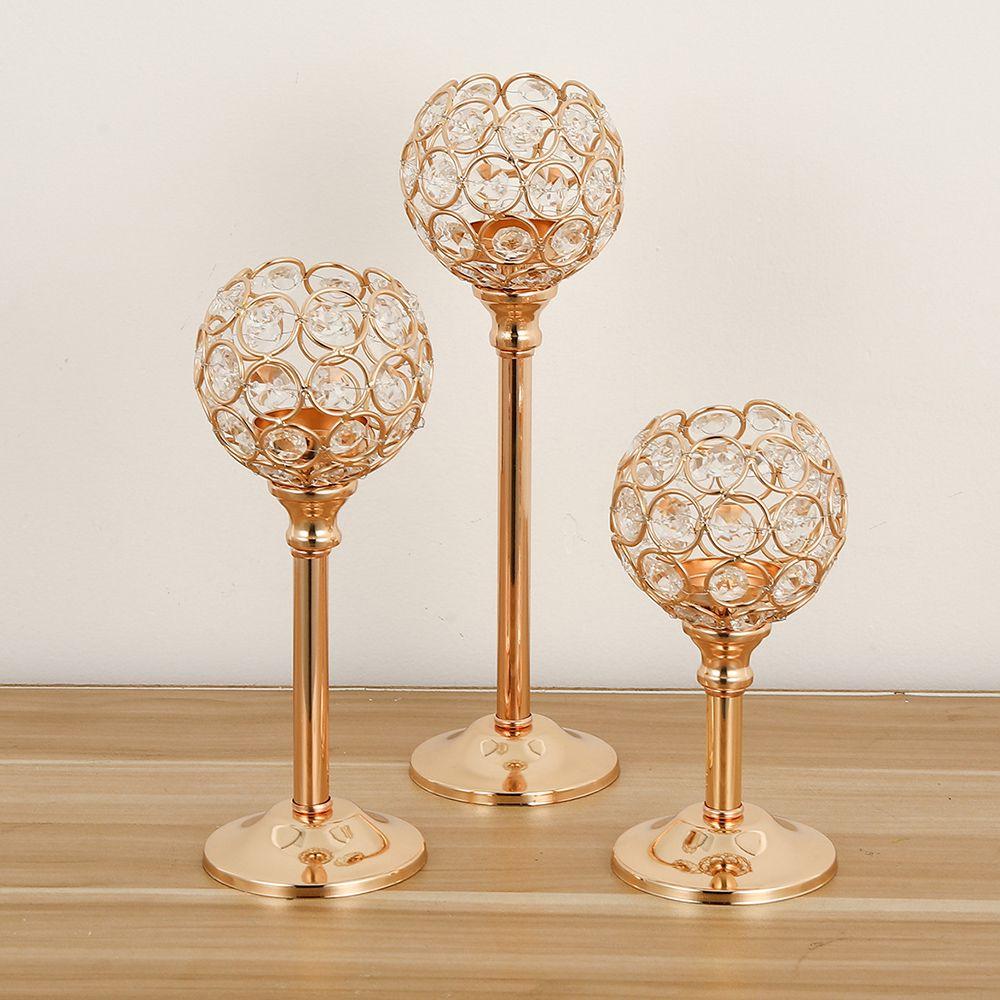 Товары для вечеринок Романтический ужин Подсвечник Золотая хрустальная чаша Подсвечник для чайной свечи Свадьба Церковь