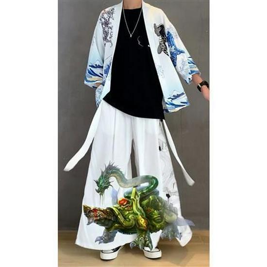 Men's Chinese Style Ice Silk Taoist Robe: Trendy Three-Piece Hanfu Tang Suit for Summer