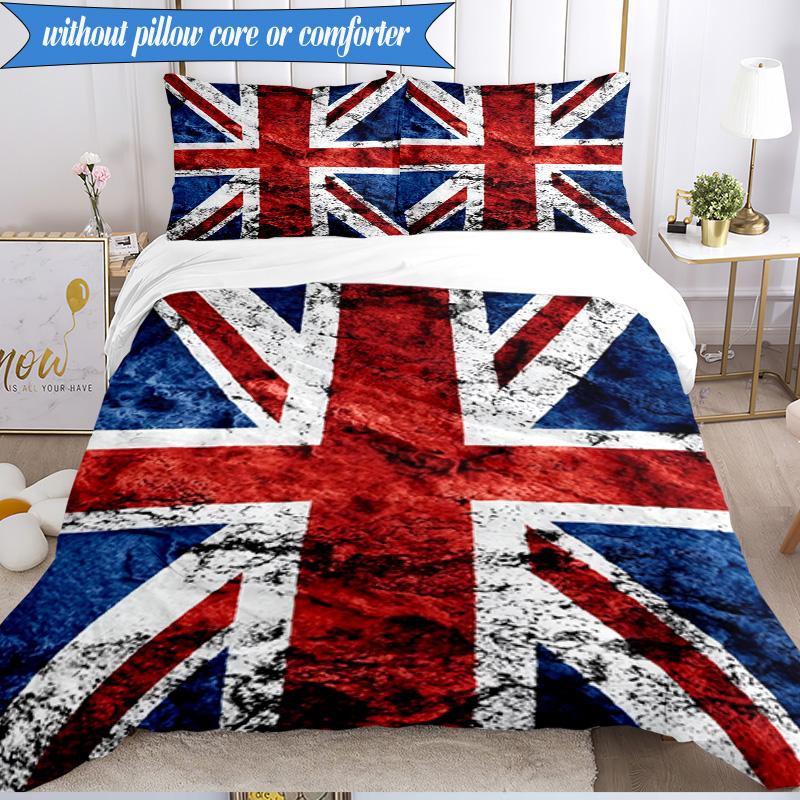 3PCS British Flag Artwork Bedding Set 2D Printing (Includes 1 Duvet Cover + 2 Pillowcases Coreless), Bedroom decor,Fan gift