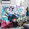 Demon Slayer Giyu Tomioka & Shinobu Kocho flannel blanket, cozy for home living room, perfect gift choice