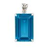 130 Ct Emerald Cut Aquamarine Blue Gemstone Pendant Lab Created A+ Certified AI-52-NS