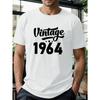Европейский размер Плюс сайз Мужская футболка с принтом "Vintage 1964", Летние модные футболки с коротким рукавом для высоких и крупных мужчин