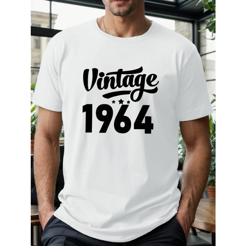 Европейский размер Плюс сайз Мужская футболка с принтом "Vintage 1964", Летние модные футболки с коротким рукавом для высоких и крупных мужчин