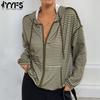 Women's Fashion Casual Stripe Print Autumn Winter Long Sleeve Hooded Jackets & Coats