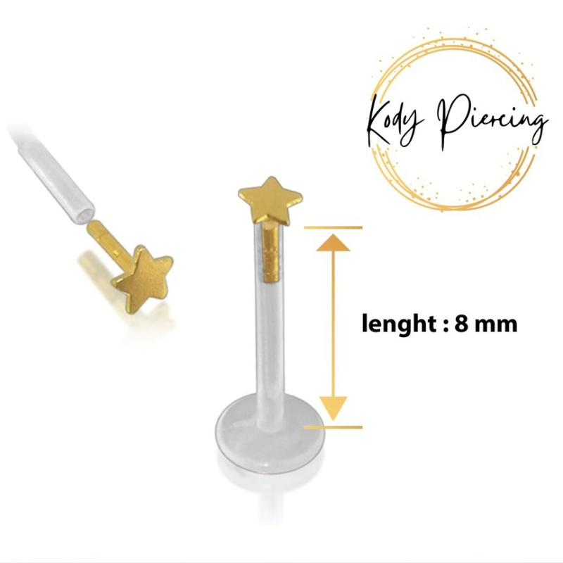 KODY PIERCING 14-каратное золото для губ с плоской звездой и губой