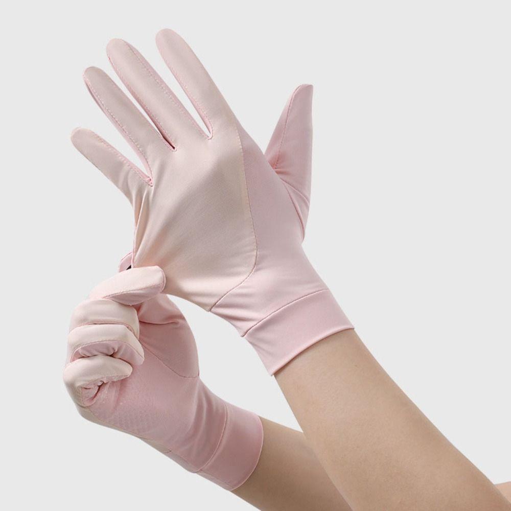 1 Pair Elastic Thin Sunscreen Gloves Ice Silk Cycling Driving Gloves Riding Driving