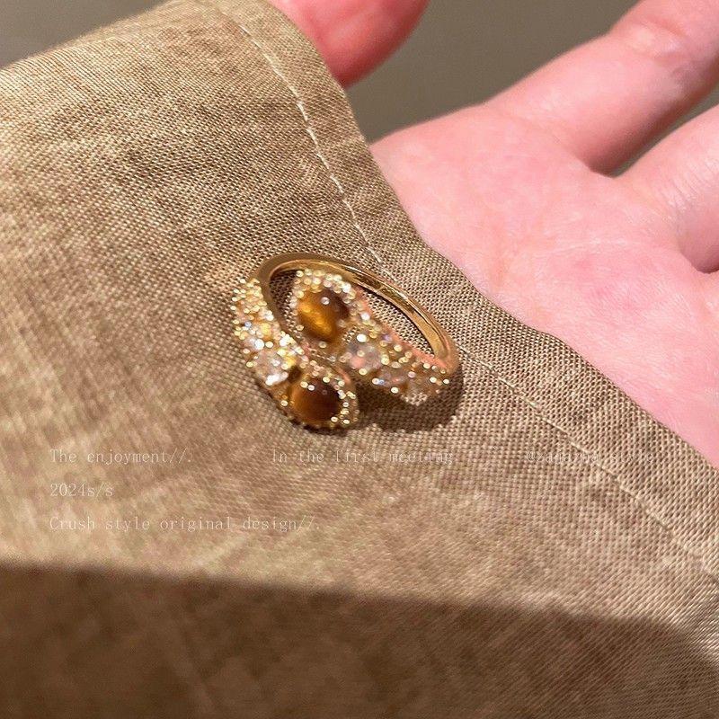 Кольцо с камнем «Тигровый глаз» Майяр, цирконом, для девушек, новое 2025, легкая роскошь, высокое качество, кольцо на указательный палец, модное, с индивидуальностью