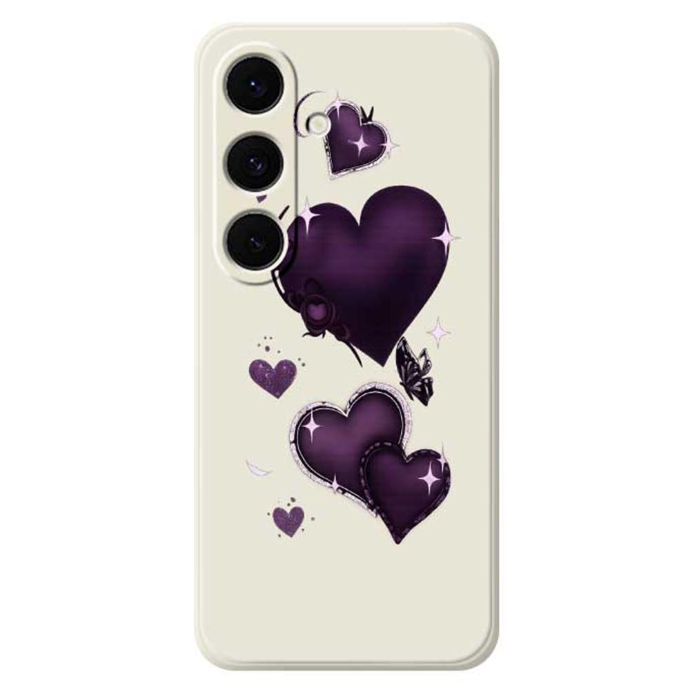 For Samsung Galaxy S25 FE Case Purple Love Pattern Printing Straight Edge TPU Phone Back Cover