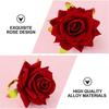 12Pcs Valentine's Day Artificial Rose  Faux Red Rose Napkin Holders Alloy Wedding  Romanti