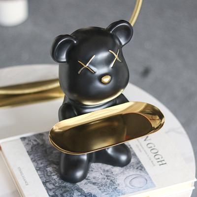 Легкий роскошный мультяшный свирепый медведь, поднос для хранения ключей и ювелирных изделий, входные украшения, обувной шкаф, стеллаж для хранения, модельные аксессуары для дома