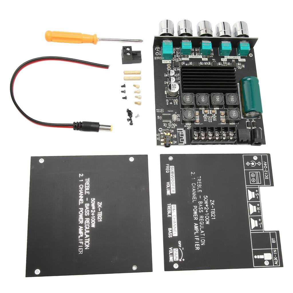 2x50W Bluetooth 5.0 Stereo Sound Receiver Amplifier Board 2.1Channel Subwoofer Wireless Digital AUX