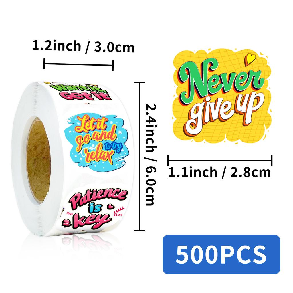 500 штук/рулон Новый продукт Мультяшные наклейки в рулоне Мотивационный текст Детские подарочные наклейки Декор