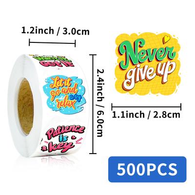 500 штук/рулон Новый продукт Мультяшные наклейки в рулоне Мотивационный текст Детские подарочные наклейки Декор