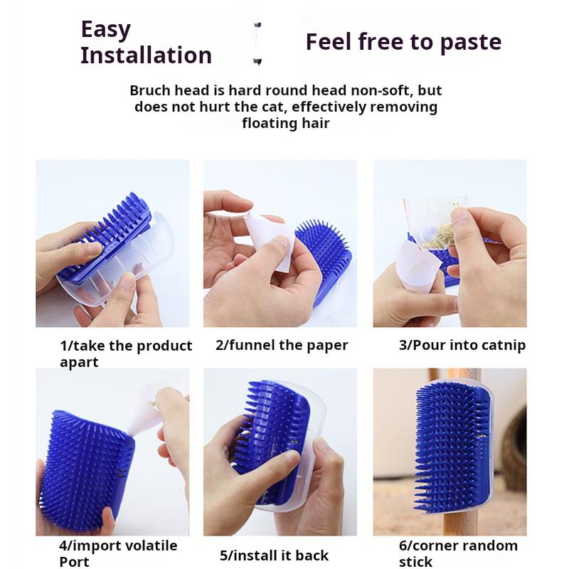 Durable Space-saving Design Pet Grooming Brush Wall Corner Pet Supplies Cat Massage Brush Rubbing Suitable Cat Scratching Device Supply