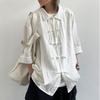 Летняя женская однотонная блузка в неокитайском стиле Y2k эстетика оверсайз гранж рубашки женские однобортные харадзюку простые блузки