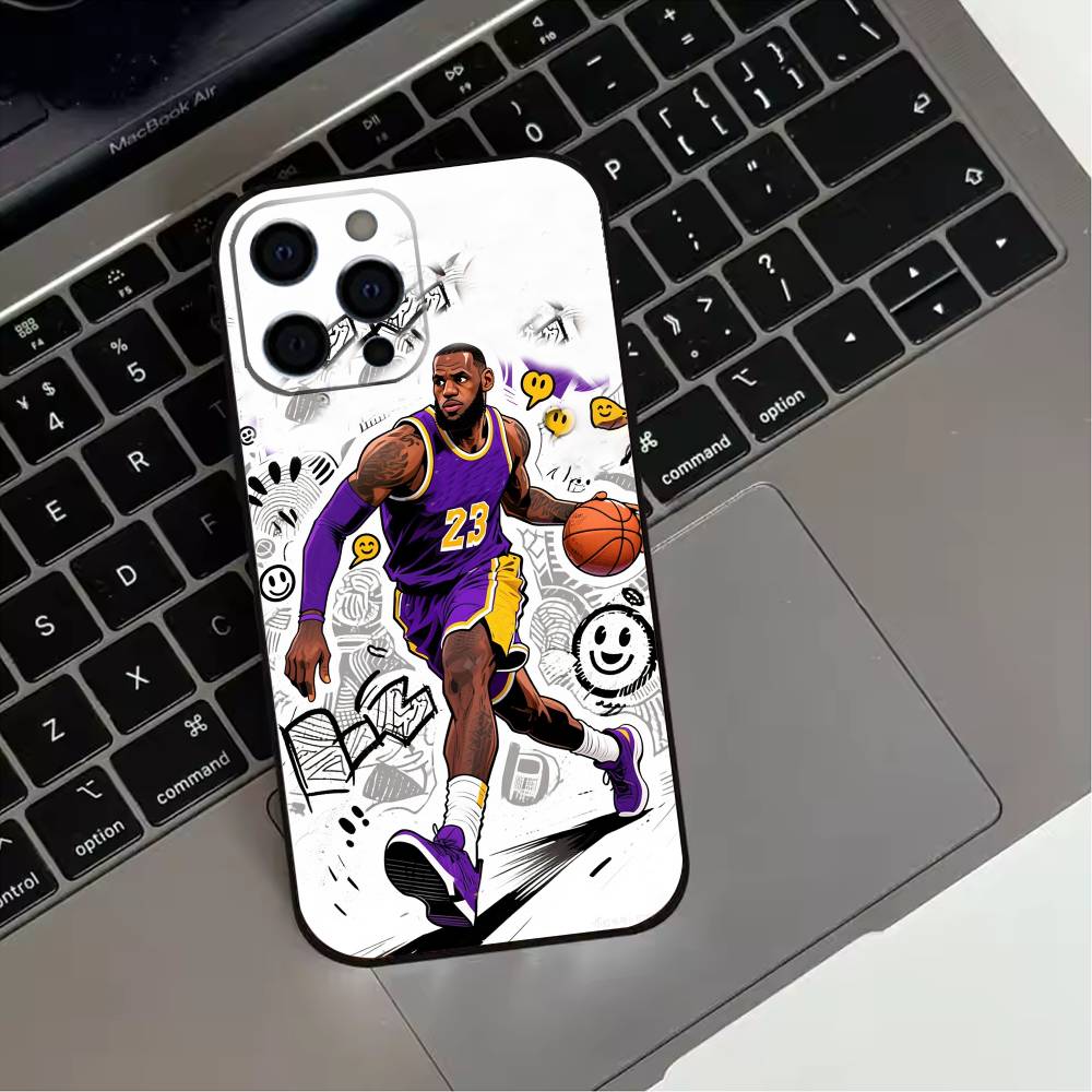 Чехол для телефона L-Lebron James 23 для iPhone 17,16,15,14,13,12,11 Plus,Pro Max,XS, Мягкий силиконовый черный чехол