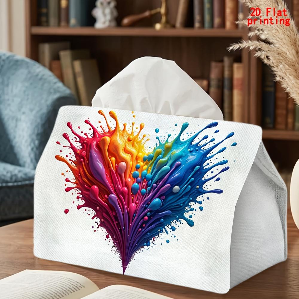 1pc Colorful Heart Paint Tissue Box Suitable for Kitchen, Living Room, Car & Bedside Table - Reusable Napkin Dispenser with Compact Modern, Decorative