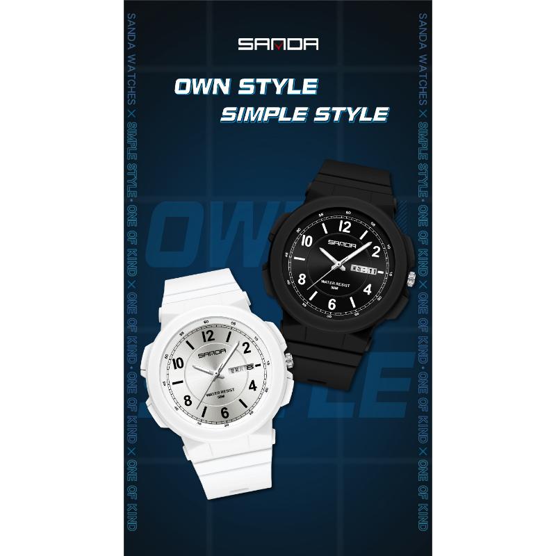 SANDA Новый стиль Электронный счетчик Механизм Двухдневный календарь Модный тренд, Индивидуальные мужские и женские часы для учащихся средней школы