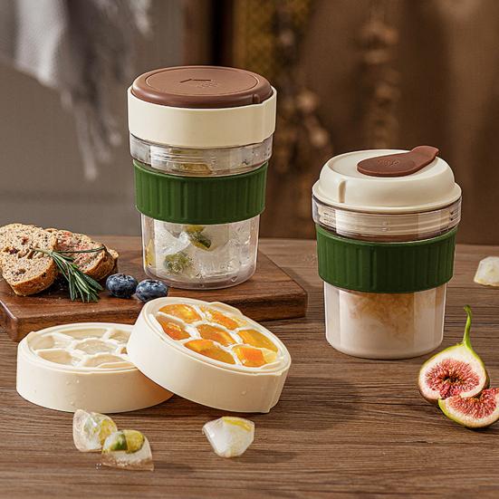 Чашка для холодного заваривания с формочкой для кубиков льда 500 мл, портативная кофейная чашка, простая двойная чашка для приготовления льда на лето