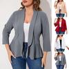 Plus Size Women Suit Coat Lapel Long Sleeve Ruffle Hem Open Front