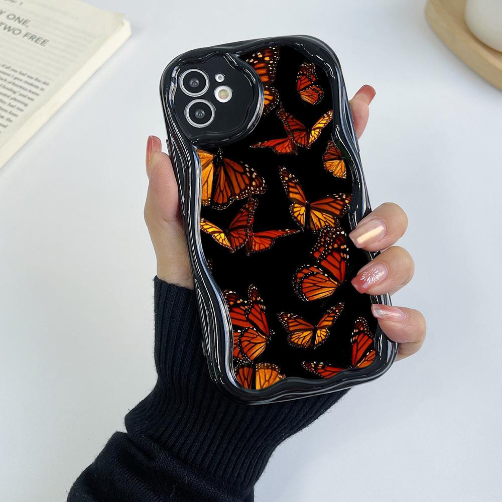 Чехлы для телефонов LZ4 Butterfly art design с прозрачной мягкой волной для Samsung S24 S23 Ultra S20 A54 A14 A52s A51 Huawei Honor 90 Realme OPPO Защитная задняя крышка