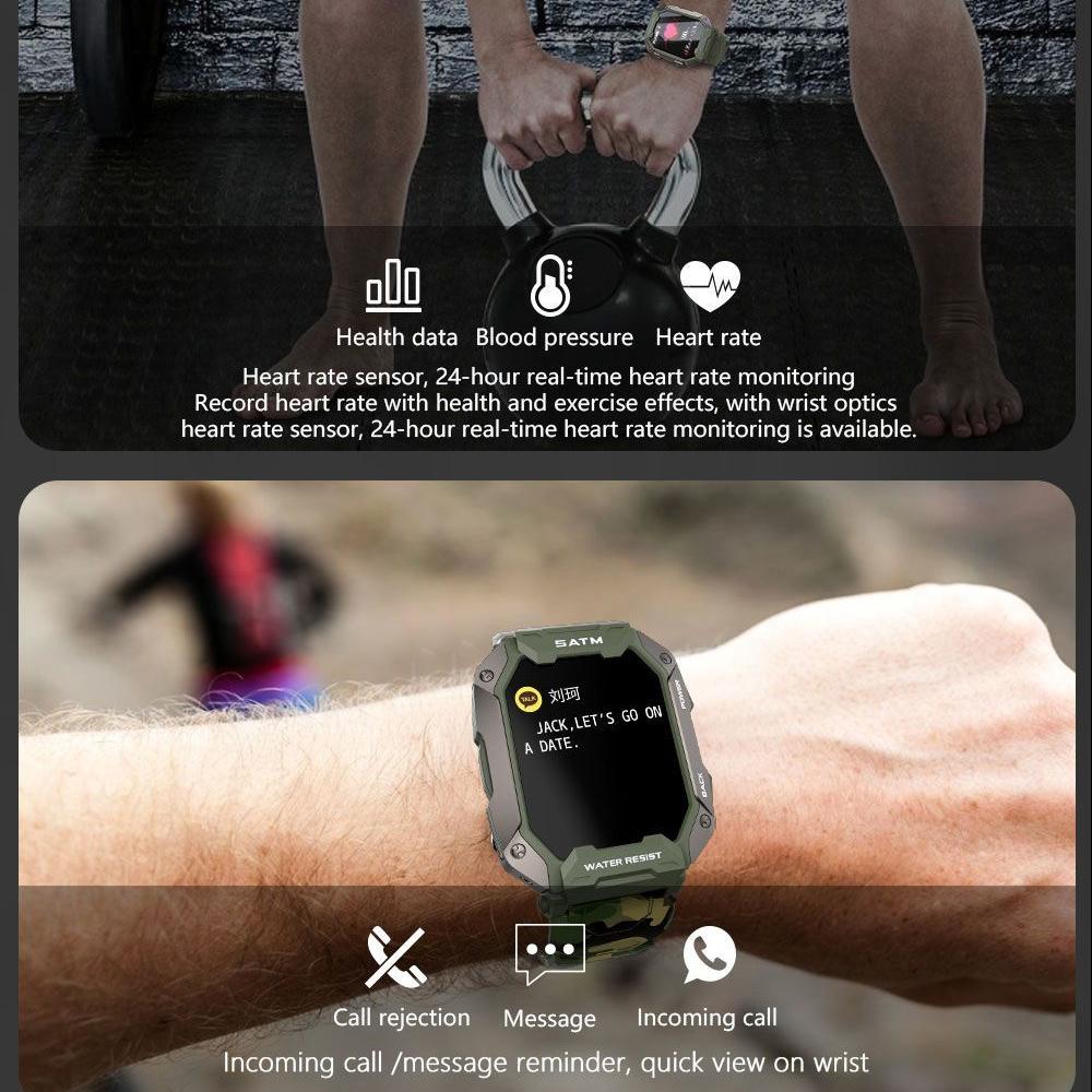 Full Touch Smartwatch For Android Xiaomi Blood Pressure Oxygen Fitness Watch 5 Atm Waterproof Smart Watch Men Military