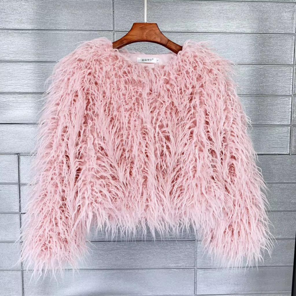 TrendHub Faux Fur Coat and Jackets Women Casual Warm Round Neck Fluffy Fur Coats Female
