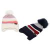 New men's and women's striped knitted hats, winter warm and plush children's hairball wool hats, ear protectors
